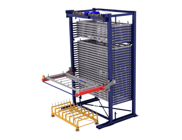 Mono Tower sheet metal storage system with single storage tower